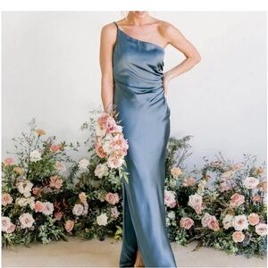 Revelry Satin Dress in Eucalyptus